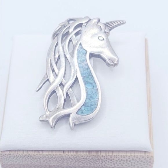 Jewelry - Silver and Blue Unicorn Pendant